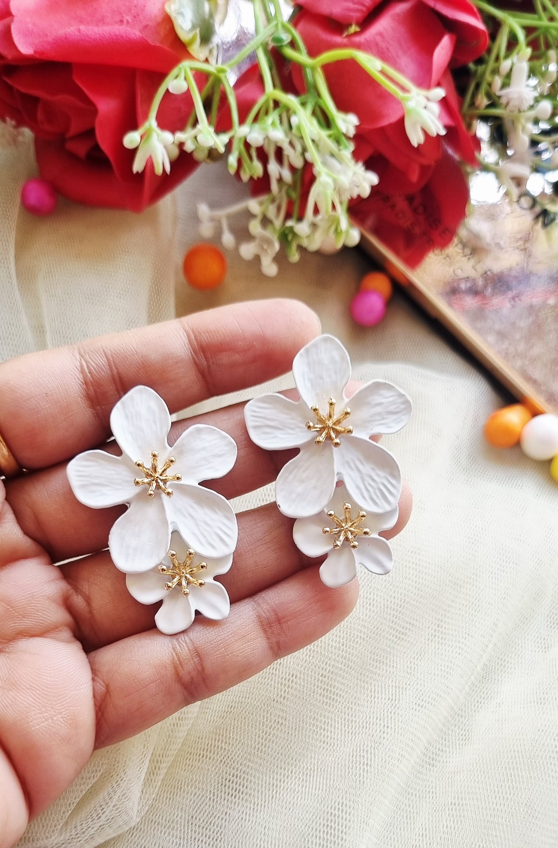 Enamel Floral Earrings