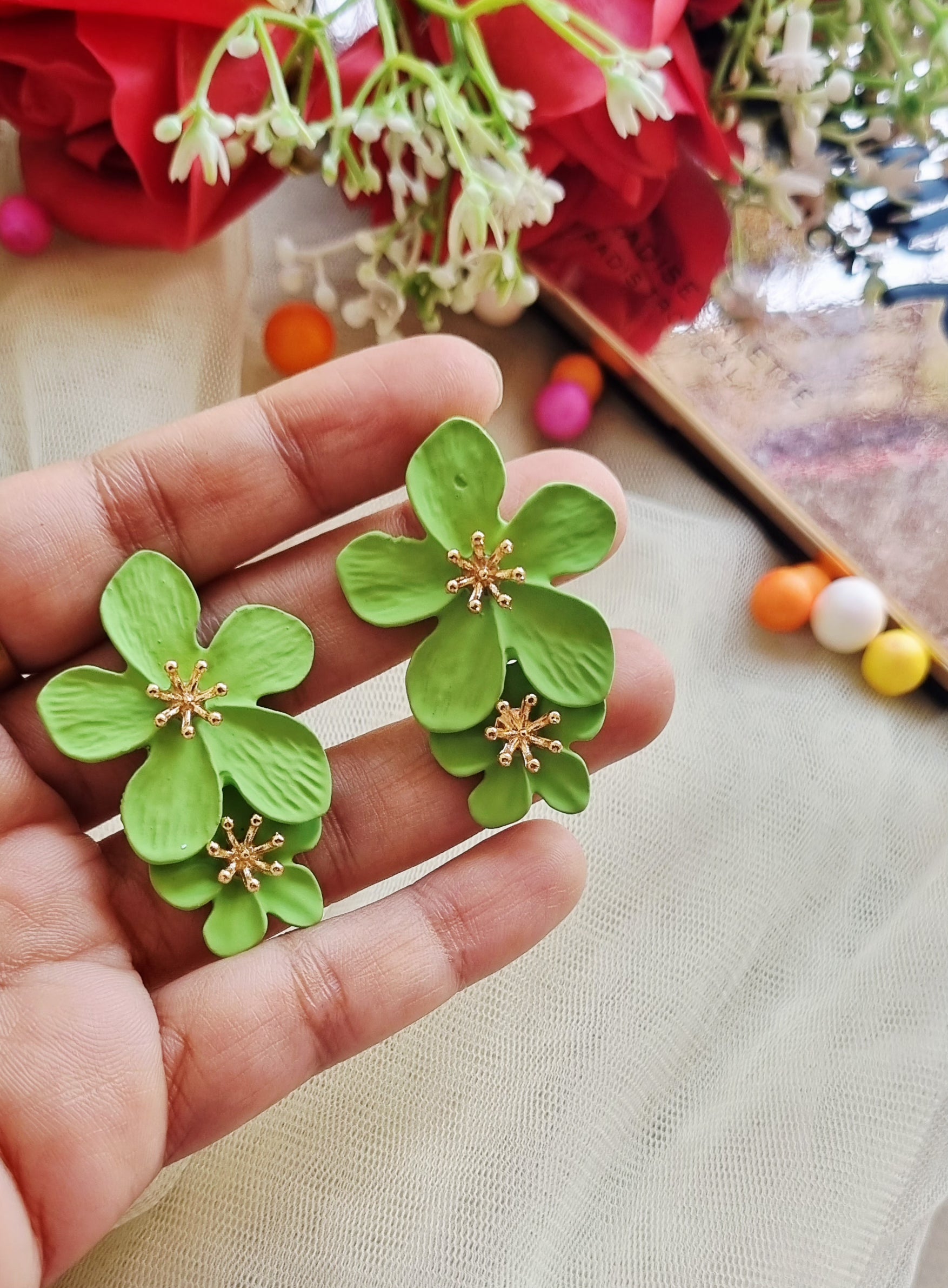 Enamel Floral Earrings
