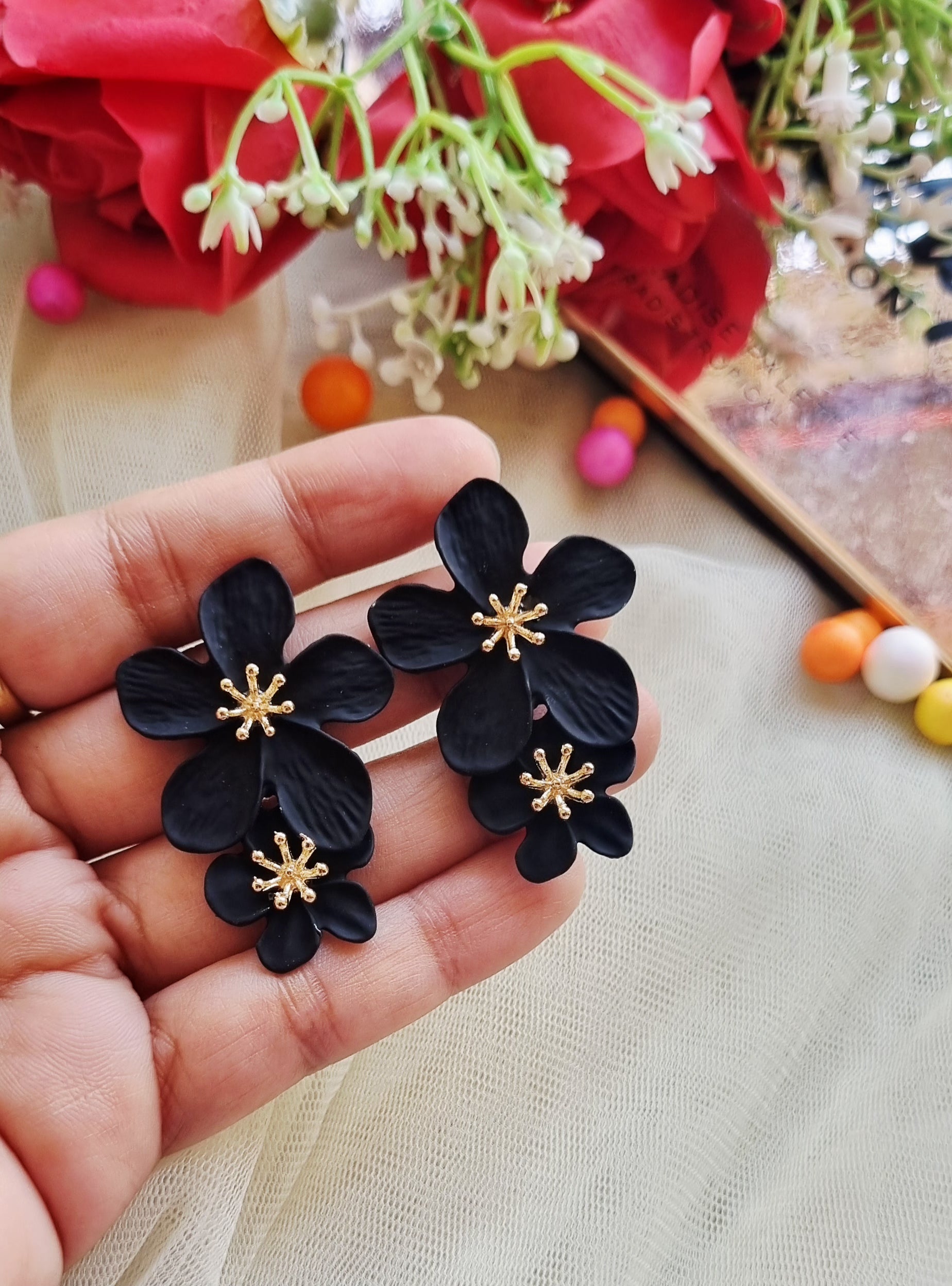 Enamel Floral Earrings
