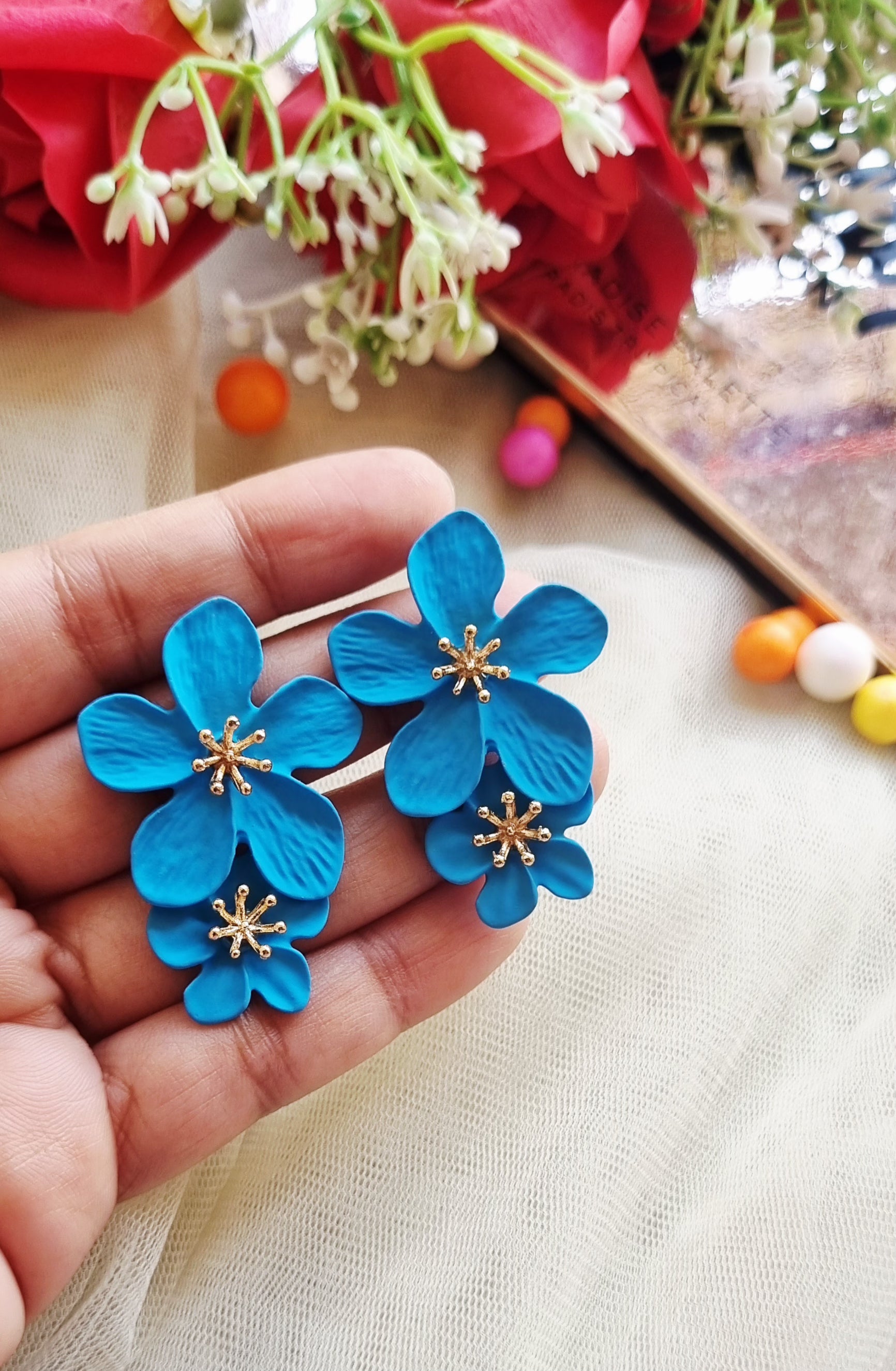 Enamel Floral Earrings