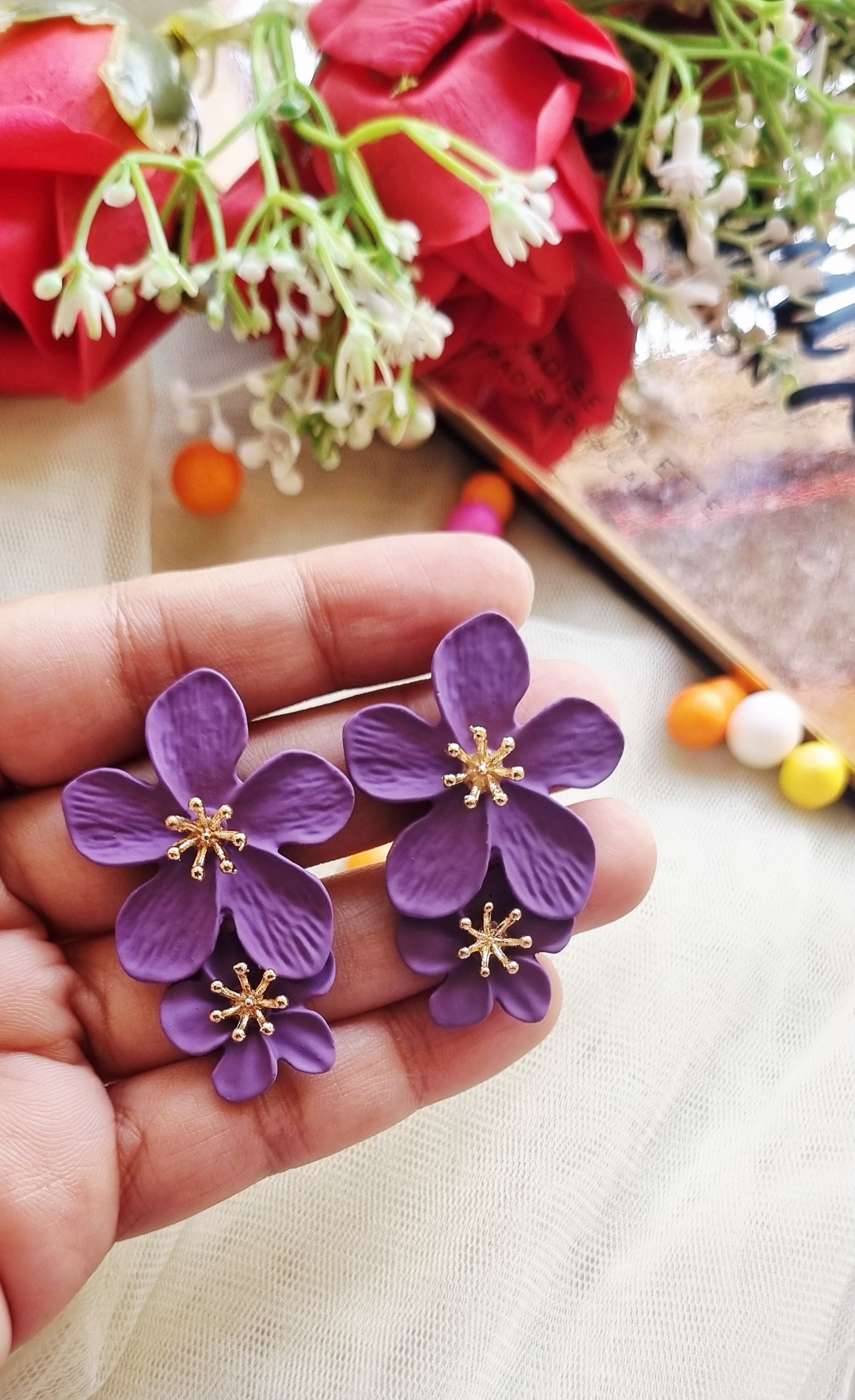 Enamel Floral Earrings