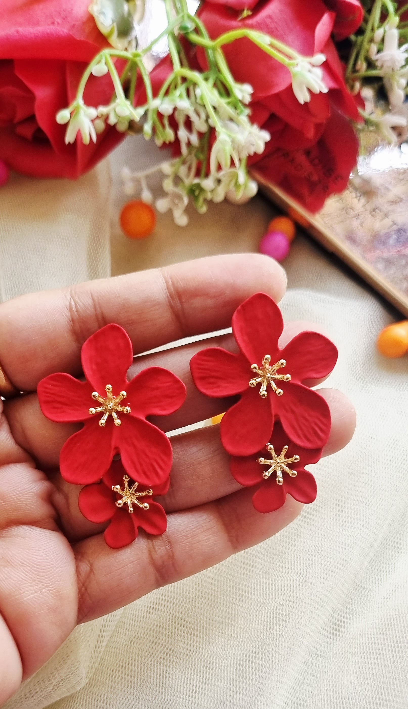 Enamel Floral Earrings