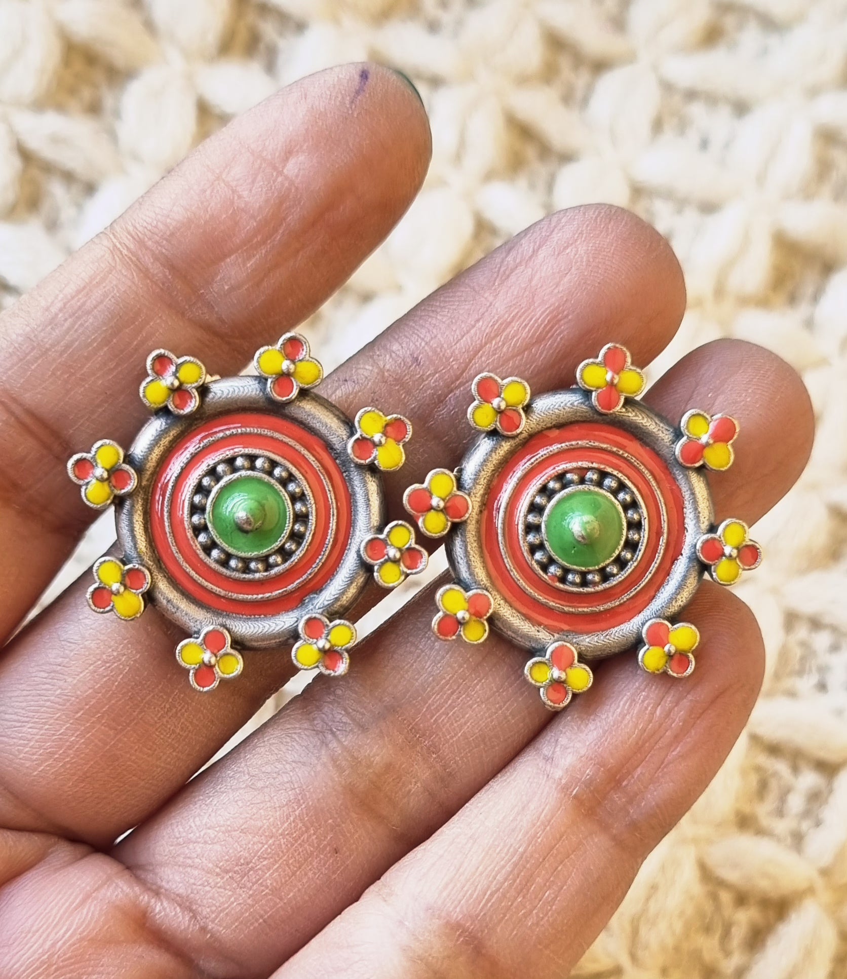 Enamel Stud Earrings
