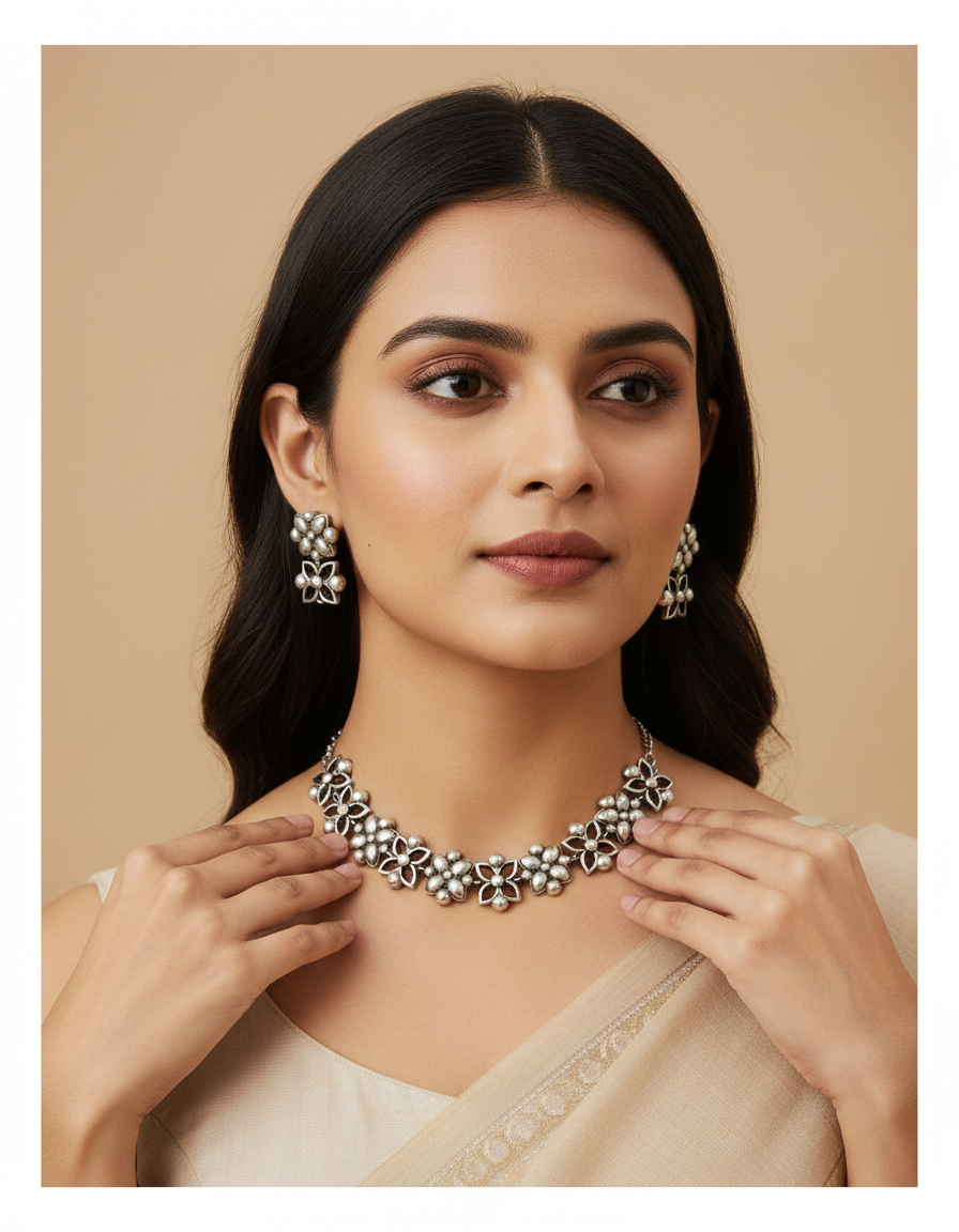 Floral Choker Necklace Set