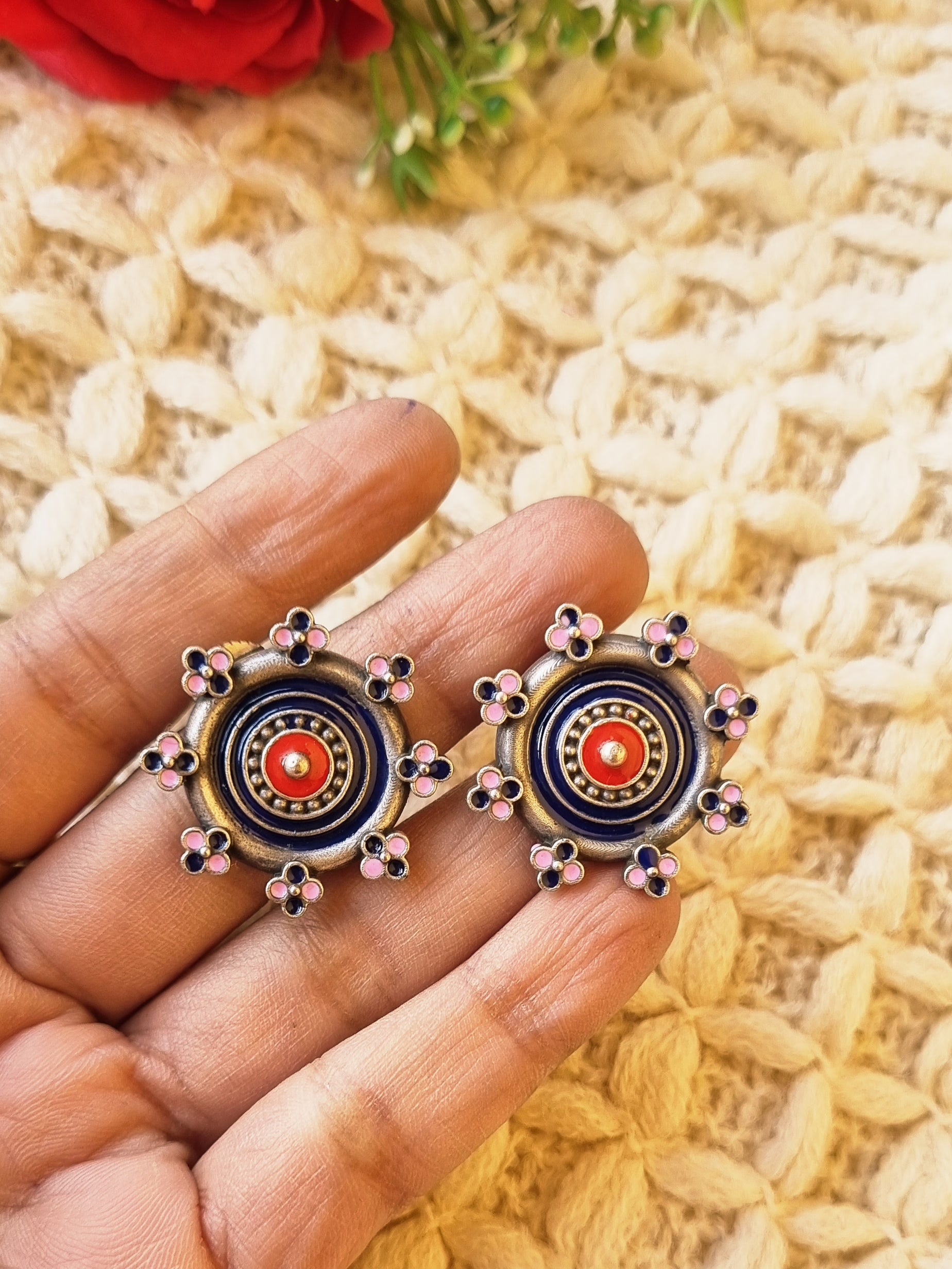 Enamel Stud Earrings
