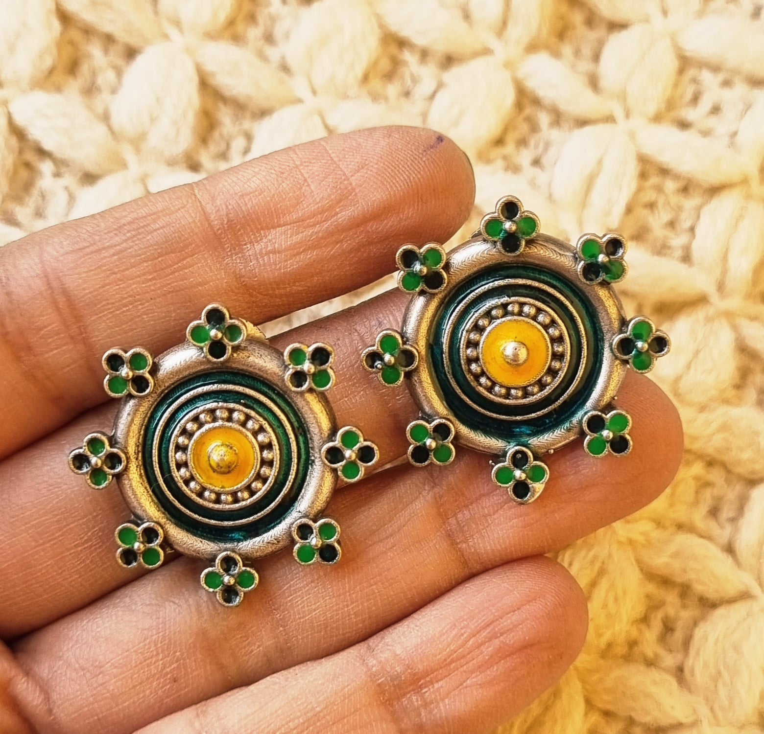 Enamel Stud Earrings