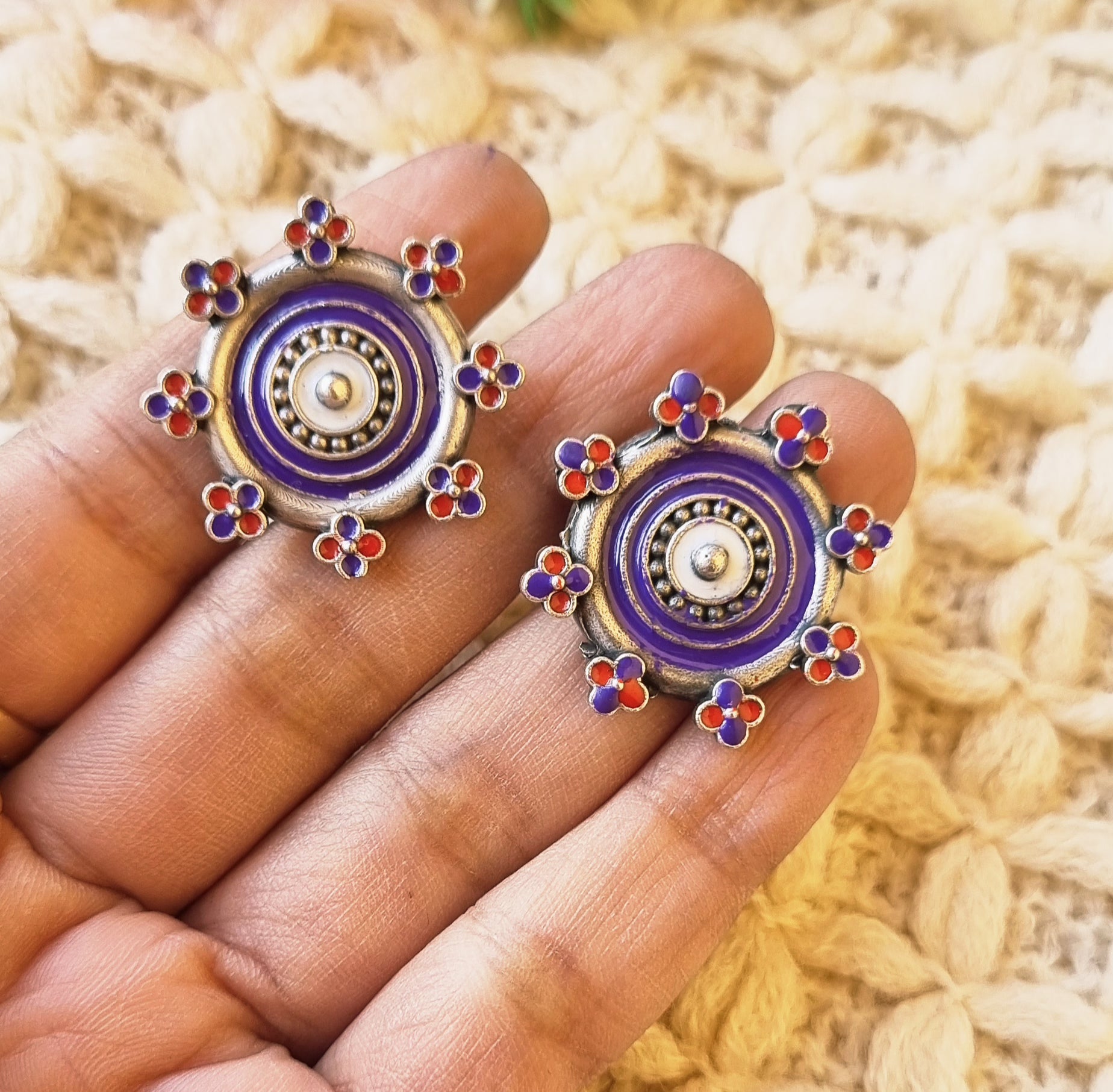 Enamel Stud Earrings